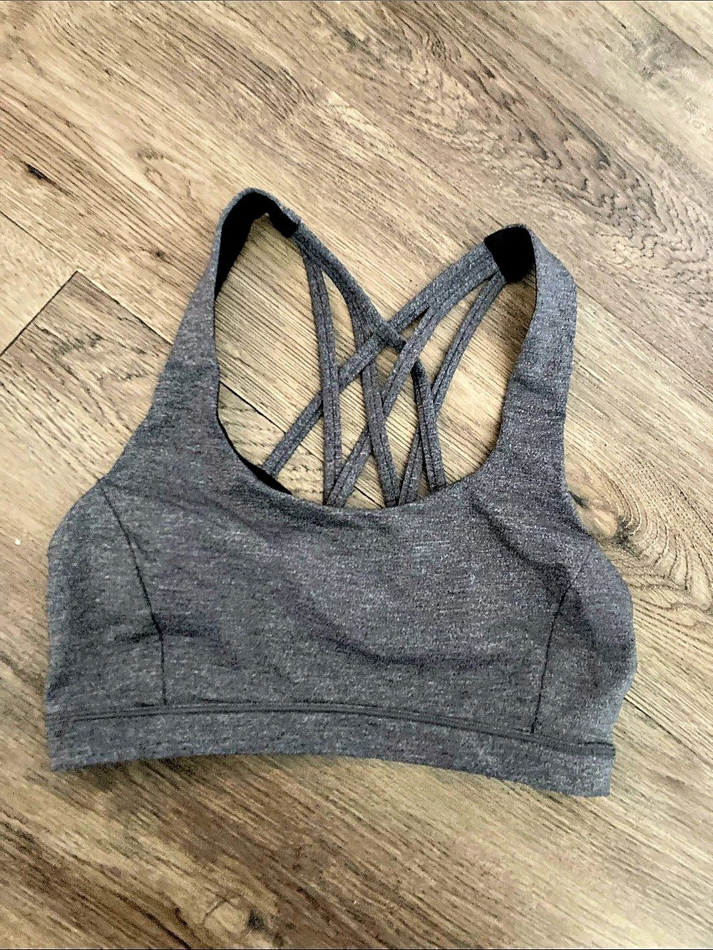 Lululemon Gray Strappy Sports Bra Sz 4
